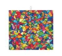 Tappetino scolapiatti per bancone della cucina, grande, super assorbente, dalle forme geometriche, in microfibra, antiscivolo, per lavelli, caffettiera, 46 x 41 cm