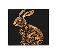 Tappetino scolapiatti per bancone della cucina, grande, super assorbente, tappetino scolapiatti in microfibra con icona di coniglio, tappetino antiscivolo per scolapiatti per lavelli e caffettiera, 46