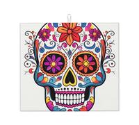 Tappetino scolapiatti per bancone della cucina, grande, super assorbente, tappetino scolapiatti in microfibra con teschio di zucchero, tappetino antiscivolo per scolapiatti per lavelli e caffettiera