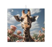 Tappetino scolapiatti per bancone della cucina, grande, super assorbente, tappetino scolapiatti in microfibra con bella giraffa, tappetino antiscivolo da cucina per lavelli e caffettiera, 46 x 41 cm