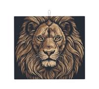 Tappetino scolapiatti per bancone della cucina, grande, super assorbente, tappetino scolapiatti in microfibra con leone dei cartoni animati, tappetino antiscivolo per scolapiatti per lavelli e