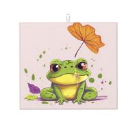 Tappetino scolapiatti per bancone della cucina, grande, super assorbente, tappetino scolapiatti in microfibra con foglie e rana, tappetino antiscivolo per scolapiatti per lavelli e caffettiera, 46 x