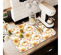 Tappetino scolapiatti per bancone della cucina, grande tappetino in microfibra per asciugare i piatti con zucca di girasole 60 x 45 cm, scolapiatti assorbente per macchina da caffè