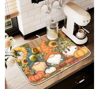 Tappetino scolapiatti per bancone della cucina, grande tappetino in microfibra per asciugare i piatti con girasole nano autunnale, 60 x 45 cm, scolapiatti assorbente per macchina da caffè
