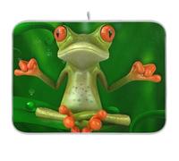 Tappetino scolapiatti per bancone della cucina, grande tappetino in microfibra per scolapiatti 40 x 45 cm, rana 3D della foresta verde, ragno, scolapiatti assorbente, protezione per macchina da caffè