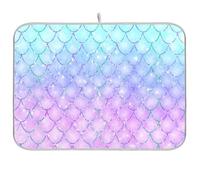 Tappetino scolapiatti per bancone della cucina, grande tappetino in microfibra per scolapiatti 40 x 45 cm, motivo squame di sirena, assorbente, tappetino protettivo per macchina da caffè