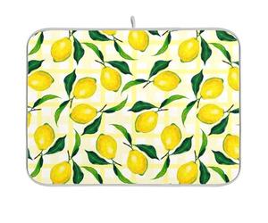 Tappetino scolapiatti per bancone della cucina, grande tappetino in microfibra per scolapiatti 40 x 45 cm, pianta tropicale, limone, scolapiatti assorbente per macchina da caffè