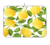 Tappetino scolapiatti per bancone della cucina, grande tappetino in microfibra per scolapiatti 60 x 45 cm, giallo limone, limone, albero di tiglio, scolapiatti assorbente per macchina da caffè