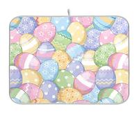 Tappetino scolapiatti per bancone della cucina, grande tappetino in microfibra per scolapiatti 60 x 45 cm, uova di Pasqua carine multicolore uova scolapiatti assorbente protezione per macchina da