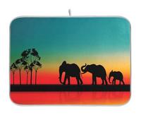 Tappetino scolapiatti per bancone della cucina, grande tappetino in microfibra per scolapiatti 60 x 45 cm, motivo: elefanti, per lavello, assorbente, protezione per macchina da caffè