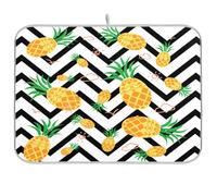 Tappetino scolapiatti per bancone della cucina, grande tappetino in microfibra per scolapiatti 60 x 45 cm, ananas nero bianco Chevron, tappetino protettivo assorbente per macchina da caffè