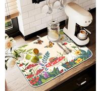 Tappetino scolapiatti per bancone della cucina, grande tappetino in microfibra per scolapiatti a forma di fungo, farfalla, pianta, 60 x 45 cm, scolapiatti assorbente per macchina da caffè