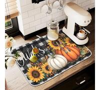 Tappetino scolapiatti per bancone della cucina, grande tappetino in microfibra per scolapiatti a quadri zucca autunno autunno 60 x 45 lavello scolapiatti assorbente tappetino protettivo per macchina