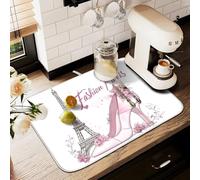 Tappetino scolapiatti per bancone della cucina, grande tappetino in microfibra per scolapiatti a torre con tacchi alti 60 x 45 cm, scolapiatti assorbente per macchina da caffè