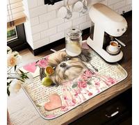 Tappetino scolapiatti per bancone della cucina, grande tappetino in microfibra per scolapiatti affascinante Shih Tzu cucciolo lettera 60 x 45 lavello scolapiatti assorbente tappetino protettivo per