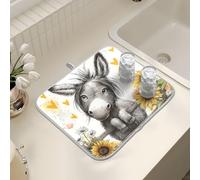 Tappetino scolapiatti per bancone della cucina, grande tappetino in microfibra per scolapiatti asino girasole 40 x 45 cm scolapiatti assorbente per macchina da caffè tappetino protettivo