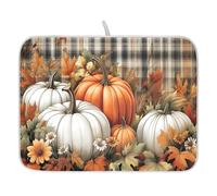 Tappetino scolapiatti per bancone della cucina, grande tappetino in microfibra per scolapiatti bianco arancione zucca plaid acero foglie 40 x 45 lavello scolapiatti assorbente protezione per macchina