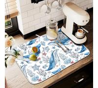 Tappetino scolapiatti per bancone della cucina, grande tappetino in microfibra per scolapiatti blu killer balena stella marina 60 x 45 lavello scolapiatti assorbente protezione per macchina da caffè
