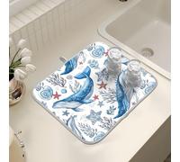 Tappetino scolapiatti per bancone della cucina, grande tappetino in microfibra per scolapiatti blu killer balena stella marina 40 x 45 lavello scolapiatti assorbente tappetino protettivo per macchina