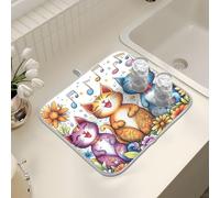 Tappetino scolapiatti per bancone della cucina, grande tappetino in microfibra per scolapiatti che canta, 40 x 45 cm, scolapiatti assorbente per macchina da caffè