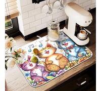 Tappetino scolapiatti per bancone della cucina, grande tappetino in microfibra per scolapiatti che canta, 60 x 45 cm, scolapiatti assorbente per macchina da caffè