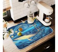 Tappetino scolapiatti per bancone della cucina, grande tappetino in microfibra per scolapiatti con balena blu, 60 x 45 cm, tappetino assorbente per protezione della macchina del caffè