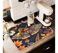 Tappetino scolapiatti per bancone della cucina, grande tappetino in microfibra per scolapiatti con farfalla, foglia d'acero, fungo, falena, 60 x 45 cm, scolapiatti assorbente per macchina da caffè