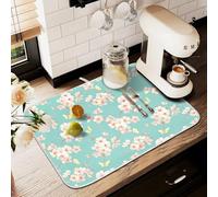 Tappetino scolapiatti per bancone della cucina, grande tappetino in microfibra per scolapiatti con fiori di ciliegio verde 60 x 45 cm scolapiatti assorbente per macchina del caffè tappetino protettivo