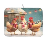 Tappetino scolapiatti per bancone della cucina, grande tappetino in microfibra per scolapiatti con galli in inverno 40 x 45 cm, assorbente per la macchina del caffè