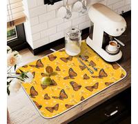Tappetino scolapiatti per bancone della cucina, grande tappetino in microfibra per scolapiatti farfalla margherita 60 x 45 cm scolapiatti assorbente tappetino protettivo per macchina da caffè