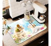 Tappetino scolapiatti per bancone della cucina, grande tappetino in microfibra per scolapiatti gatto cane farfalla 60 x 45 cm scolapiatti assorbente tappetino protettivo per macchina da caffè