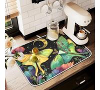 Tappetino scolapiatti per bancone della cucina, grande tappetino in microfibra per scolapiatti giallo verde falena 60 x 45 cm scolapiatti assorbente per macchina da caffè tappetino protettivo