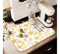 Tappetino scolapiatti per bancone della cucina, grande tappetino in microfibra per scolapiatti giallo stella marina 60 x 45 cm scolapiatti assorbente per macchina da caffè tappetino protettivo