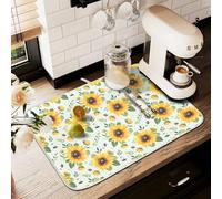 Tappetino scolapiatti per bancone della cucina, grande tappetino in microfibra per scolapiatti girasole fiore ape 60 x 45 cm scolapiatti assorbente tappetino protettivo per macchina da caffè