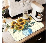 Tappetino scolapiatti per bancone della cucina, grande tappetino in microfibra per scolapiatti girasole 60 x 45 cm scolapiatti assorbente per macchina da caffè tappetino protettivo