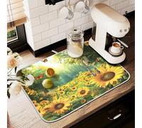 Tappetino scolapiatti per bancone della cucina, grande tappetino in microfibra per scolapiatti girasoli farfalle foresta 60 x 45 cm scolapiatti assorbente protezione per macchina del caffè