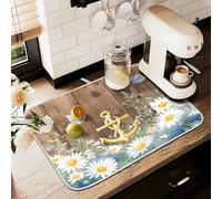 Tappetino scolapiatti per bancone della cucina, grande tappetino in microfibra per scolapiatti margherita ancora farfalla 60 x 45 cm scolapiatti assorbente protezione per macchina da caffè