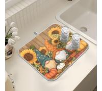 Tappetino scolapiatti per bancone della cucina, grande tappetino in microfibra per scolapiatti nano girasole autunno 40 x 45 cm scolapiatti assorbente tappetino protettivo per macchina da caffè
