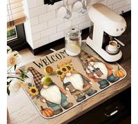 Tappetino scolapiatti per bancone della cucina, grande tappetino in microfibra per scolapiatti nano girasole autunno autunno 60 x 45 lavello scolapiatti assorbente tappetino protettivo per macchina da