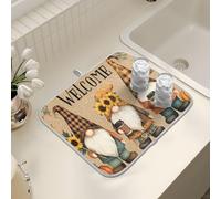 Tappetino scolapiatti per bancone della cucina, grande tappetino in microfibra per scolapiatti nano girasole autunno autunno 40 x 45 cm scolapiatti assorbente protezione per macchina da caffè