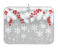 Tappetino scolapiatti per bancone della cucina, grande tappetino in microfibra per scolapiatti natalizio argento fiocchi di neve 40 x 45 cm scolapiatti assorbente per macchina da caffè