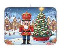 Tappetino scolapiatti per bancone della cucina, grande tappetino in microfibra per scolapiatti natalizio schiaccianoci 60 x 45 cm, scolapiatti assorbente per macchina da caffè