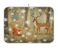 Tappetino scolapiatti per bancone della cucina, grande tappetino in microfibra per scolapiatti natalizio con fiocchi di neve cervo 40 x 45 cm scolapiatti assorbente per macchina da caffè
