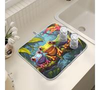 Tappetino scolapiatti per bancone della cucina, grande tappetino in microfibra per scolapiatti rana foresta pluviale tropicale 40 x 45 cm scolapiatti assorbente tappetino protettivo per macchina da