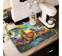 Tappetino scolapiatti per bancone della cucina, grande tappetino in microfibra per scolapiatti rana foresta pluviale tropicale 60 x 45 cm scolapiatti assorbente per macchina da caffè tappetino