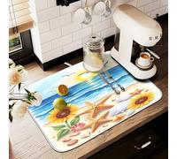 Tappetino scolapiatti per bancone della cucina, grande tappetino in microfibra per scolapiatti stella marina girasole gabbiano 60 x 45 cm scolapiatti assorbente protezione per macchina da caffè