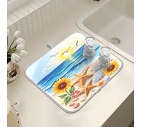 Tappetino scolapiatti per bancone della cucina, grande tappetino in microfibra per scolapiatti stella marina girasole gabbiano 40 x 45 cm scolapiatti assorbente protezione per macchina da caffè
