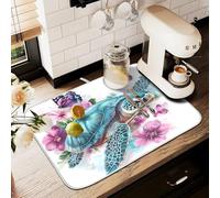 Tappetino scolapiatti per bancone della cucina, grande tappetino in microfibra per scolapiatti tartaruga marina fiori viola 60 x 45 cm scolapiatti assorbente protezione per macchina da caffè