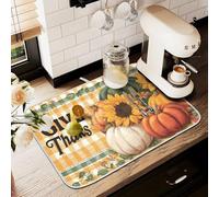 Tappetino scolapiatti per bancone della cucina, grande tappetino in microfibra per scolapiatti zucca girasole autunno 60 x 45 lavello scolapiatti assorbente tappetino protettivo per macchina da caffè