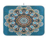 Tappetino scolapiatti per bancone della cucina, grande tappetino scolapiatti in microfibra 40 x 45 cm, astratto, etnico, cerchio, scolapiatti assorbente, tappetino protettivo per macchina da caffè